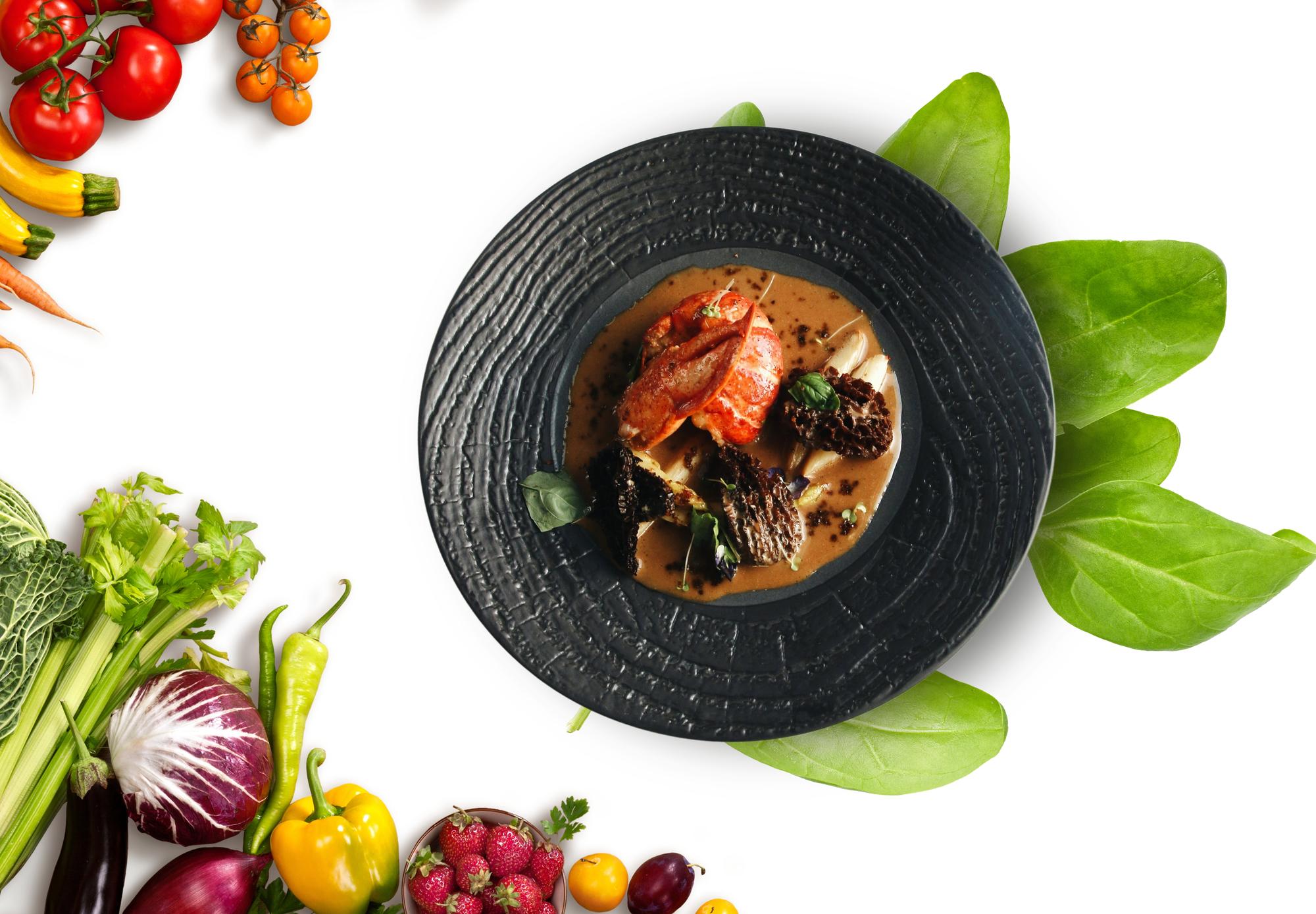 Plated seasonal dish on slate
